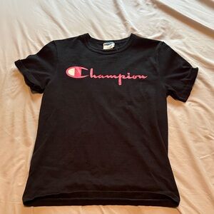 Champion Black Tee with Red logo